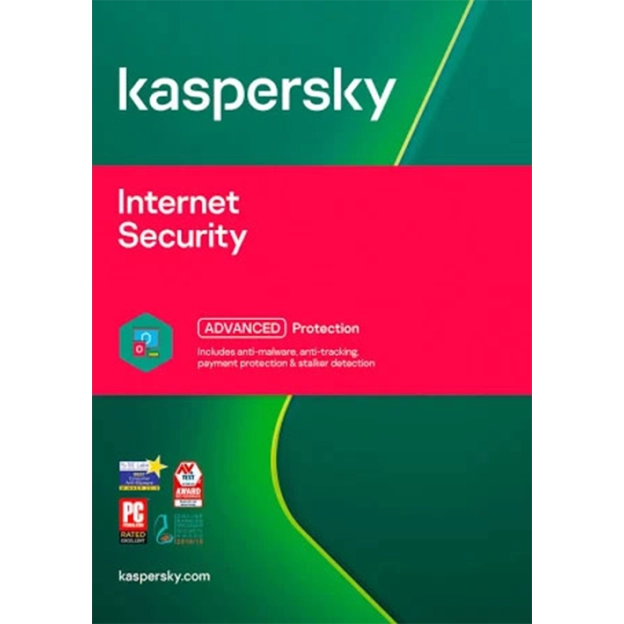 Kaspersky Internet Security packaging with green and red design