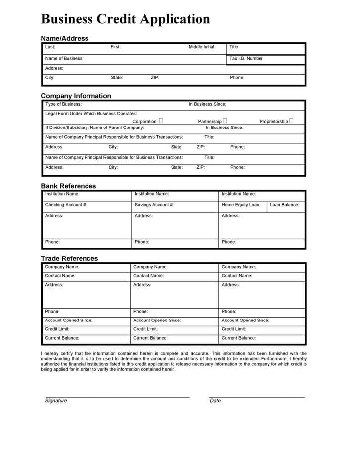 Credit Application Form - Crucial Document To Get a Loan!