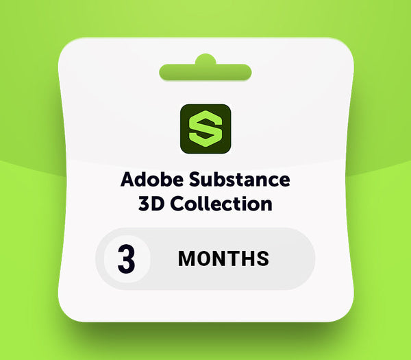 Tarjeta de Adobe Substance 3D Collection con un fondo verde