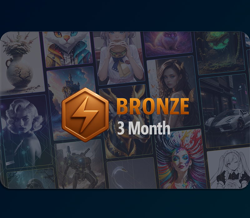 Bronze 3 Month badge with artistic backgrounds on a dark background