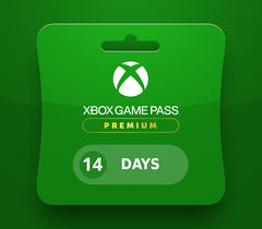 Xbox Game Pass Premium card with 14 days on a green background