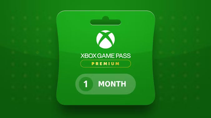 Xbox Game Pass Premium 1-month card on a green background