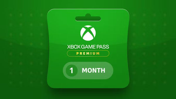 Cartão de 1 mês do Xbox Game Pass Premium em um fundo verde