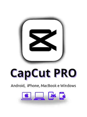 CapCut Pro logo with app compatibility text on a white background