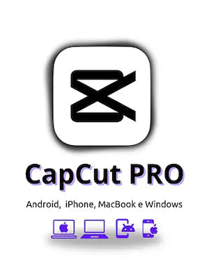 CapCut Pro logó alkalmazás kompatibilitási szöveggel fehér háttéren