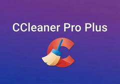 Logotipo de CCleaner Pro Plus sobre un fondo de degradado azul
