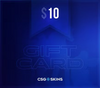 CSG Skins $10 gift card on a blue background