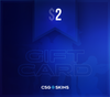 Gift card with a blue gradient background and 'CSGO Skins' branding.