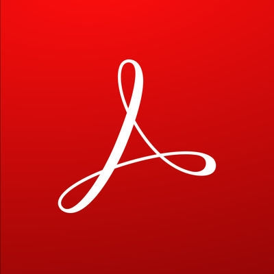 White logo on a red background