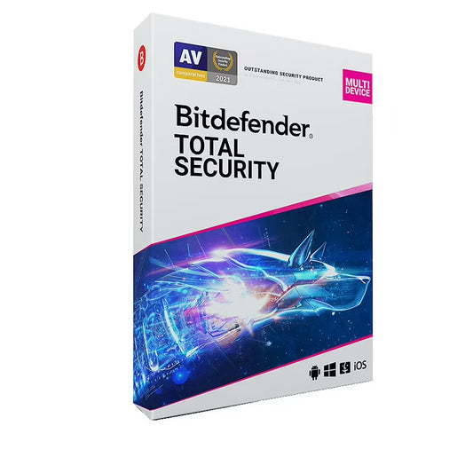 Bitdefender Total Security packaging on a white background