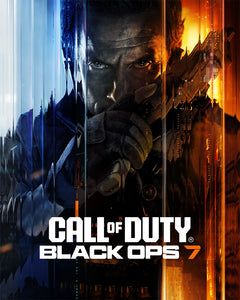 Διαφημιστική αφίσα για το 'Call of Duty: Black Ops 7' με έναν χαρακτήρα που κρατάει όπλο.