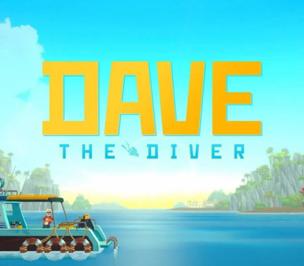 Game title 'Dave the Diver' with a boat and underwater scene in the background