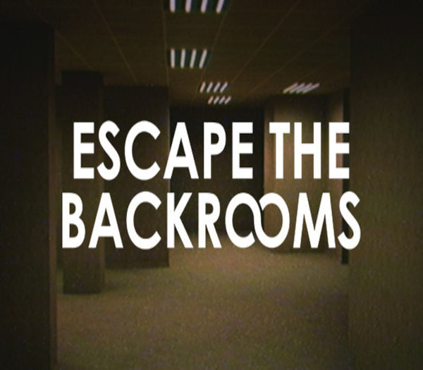 Dark hallway with 'Escape the Backrooms' text overlay