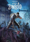 Game cover of 'project Zomboid' with a character holding an axe amidst zombies.