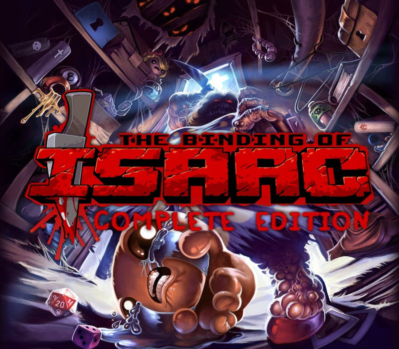 Cover of 'The Binding of Isaac: Complete Edition' with a dark, chaotic scene and text.