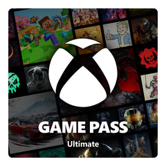 Xbox Game Pass Ultimate logo with game screenshots in the background