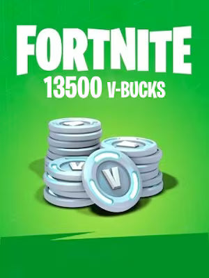 Stack of V-Bucks with 'Fortnite' branding on a green background