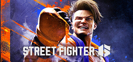 Street Fighter character with a dynamic pose against a colorful background