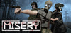 Three characters in a post-apocalyptic setting with the word 'Misery' displayed.