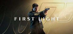 Person holding a gun with '007' branding and 'First Light' text on a dark background