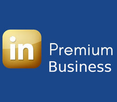 Λογότυπο LinkedIn Premium Business σε μπλε φόντο