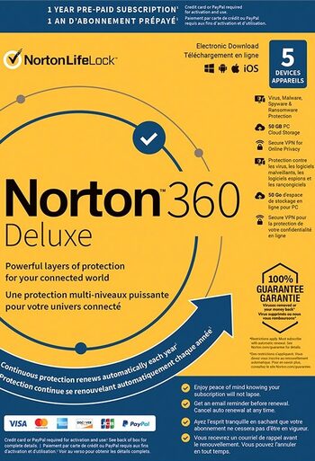 Norton 360 Deluxe 2023 EU Key (1 Year / 5 Devices) + 50 GB Cloud Storage