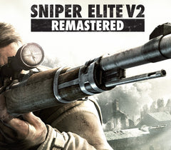 Sniper Elite V2 Remastered cover with a person holding a rifle and scope.