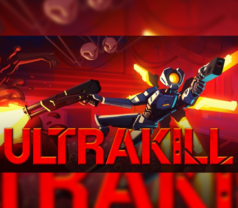Game character with weapon and 'ULTRAKILL' text in a dramatic setting