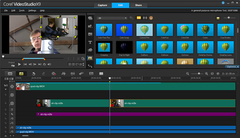 Interfejs softvera Corel VideoStudio sa alatima za uređivanje video zapisa i vremenskom linijom.